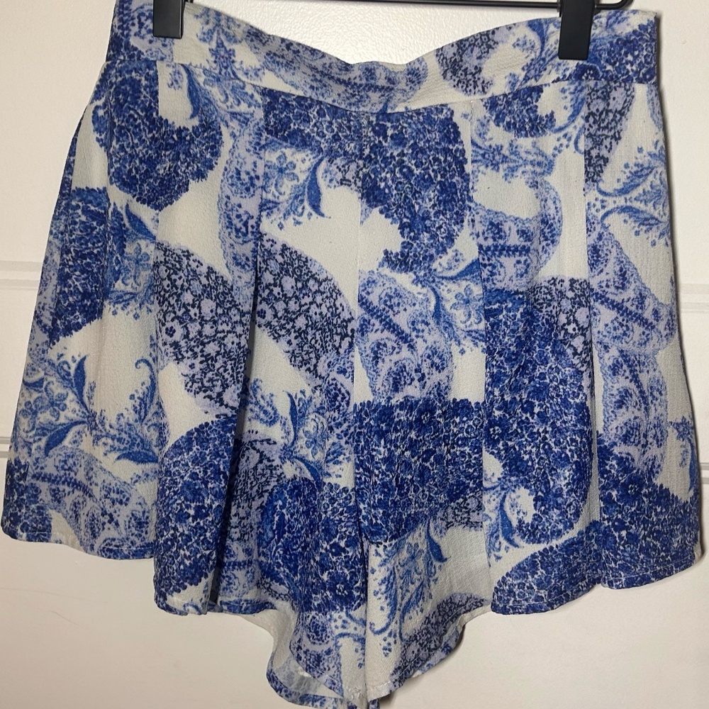Blue + White Printed Shorts